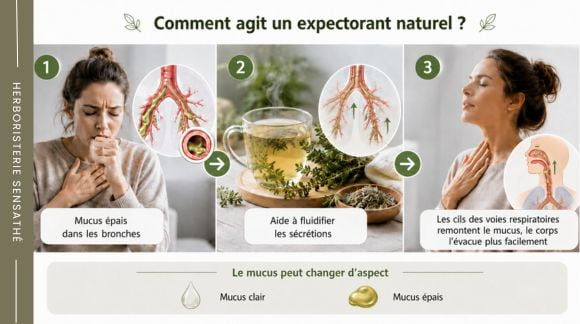Comment agit un expectorant naturel pour fluidifier le mucus et faciliter son évacuation - Herboristerie Sensathé